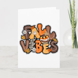Fall Vibes Hello Fall Groovy Autumn Vintage Thanks Card