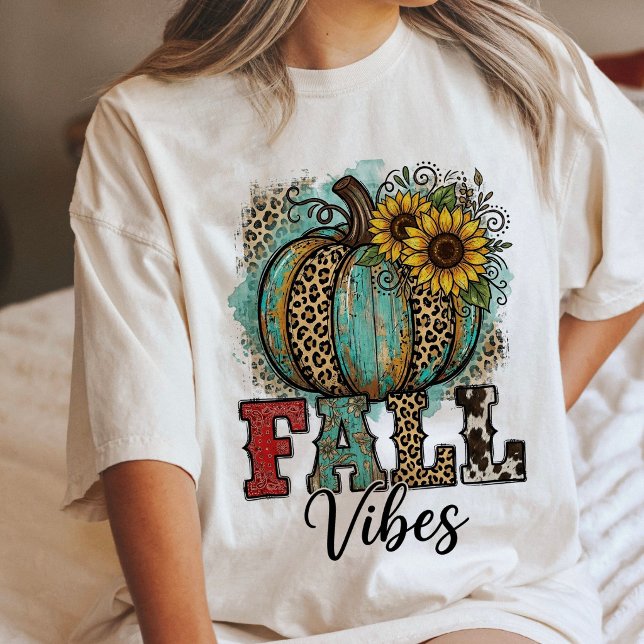 Fall Vibes Leopard Cowhide Pumpkin Sunflowers Tri-Blend Shirt (Creator Uploaded)