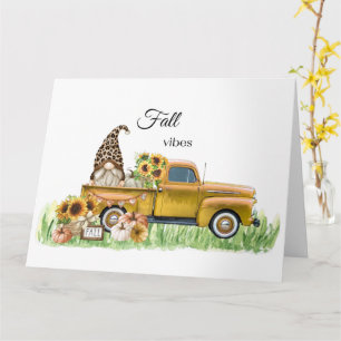 Fall Vibes Leopard Gnome Sunflower Yellow Pickup Card