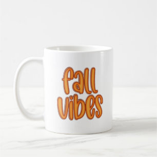 🍂 Fall Vibes Orange Text Graphic Coffee Mug