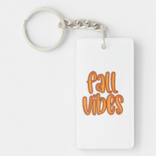 🍂 Fall Vibes Orange Text Graphic Keychain