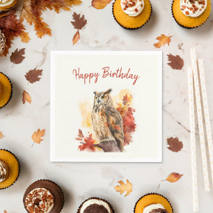 Fall vibes Owl - Birthday  Napkin