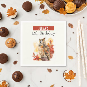 Fall vibes Owl - Birthday  Napkin