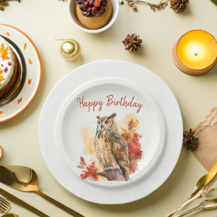 Fall vibes Owl - Birthday  Paper Plate