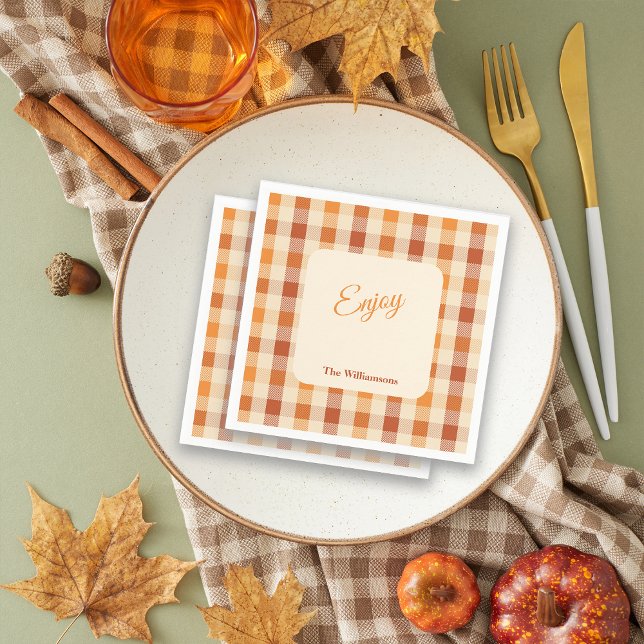 Fall Vibes Plaids Thanksgiving Party Customize Napkin (Creator Uploaded)