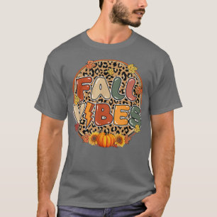 Fall Vibes Pumpkin Fall Autumn Leopard Print Fall T-Shirt