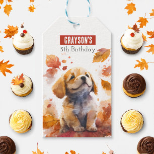 Fall vibes Puppy - Birthday Party - Gift Tags