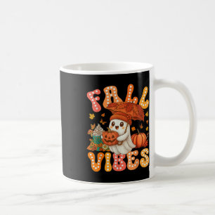 Fall Vibes Retro Pumpkin Cute Ghost Autumn Fall Lo Coffee Mug