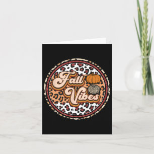 Fall Vibes Retro Vintage Leopard Circle Pumpkin Th Card