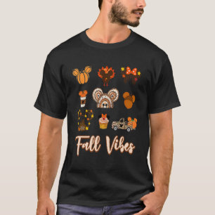 Fall Vibes Retro Vintage Leopard Circle Pumpkin Th T-Shirt