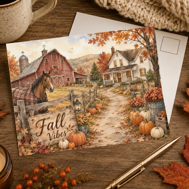 Fall Vibes Rustic Farmhouse Autumn Postcard (Creator Uploaded)