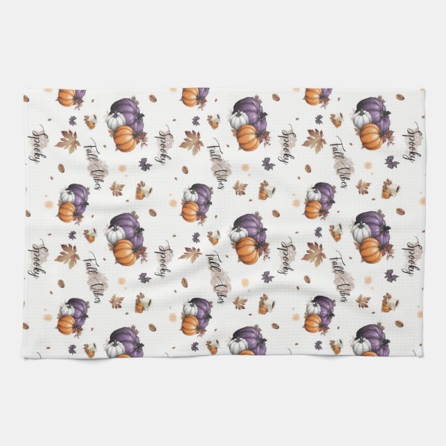 Fall Vibes Seamless Pattern  Kitchen Towel (Horizontal)
