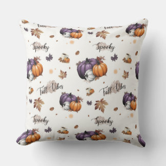 Fall Vibes Seamless Pattern Throw Pillow