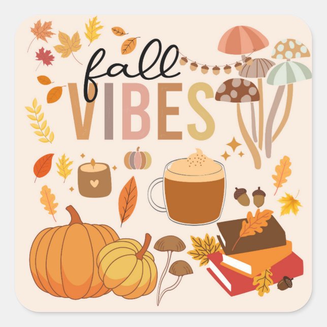 Fall Vibes Square Sticker (Front)