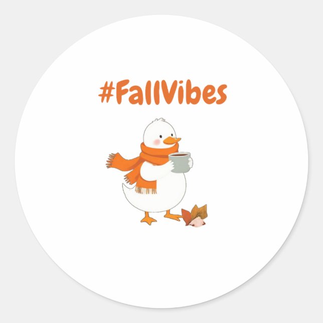 Fall Vibes Sticker – Cute Duck Autumn Cozy Design (Front)