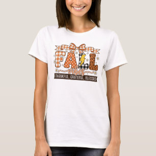 Fall Vibes Thankful Grateful Blessed Leaves, retro T-Shirt