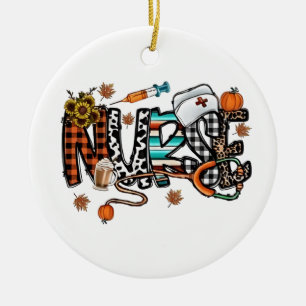 Fall Vibes That Nurse Life Nurse Fall Season Autum Ceramic Ornament