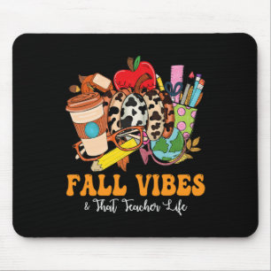 Fall Vibes That Teacher Life Leopard Pumpkin Fall Mouse Pad