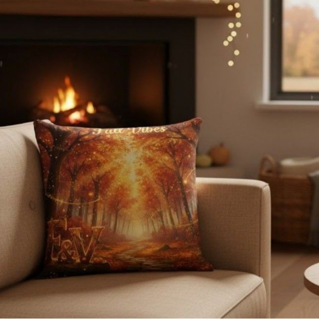 Fall Vibes Throw Pillow – Cozy Autumn Forest (Creator Uploaded)