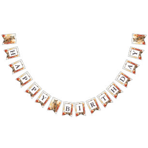 Fall Vibes Watercolor Owl - Birthday Bunting Flags
