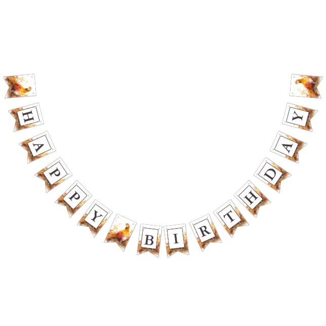Fall Vibes Watercolor Pheasant - Birthday  Bunting Flags (All)