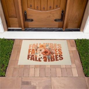 Fall vibes watercolor wildflowers leaves doormat