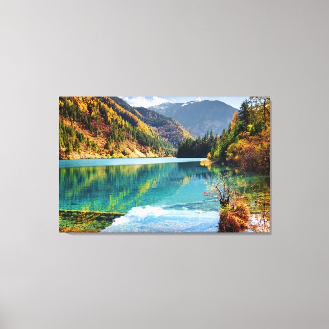 Fall View Arrow Bamboo Lake Mountains Jiuzhaigou   Canvas Print (Front)