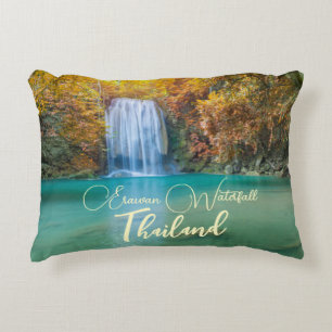 Fall View of Erawan Waterfall Thailand Accent Pillow