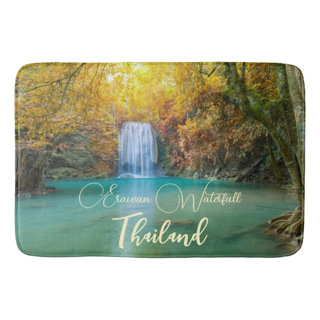 Fall View of Erawan Waterfall Thailand  Bath Mat (Front)