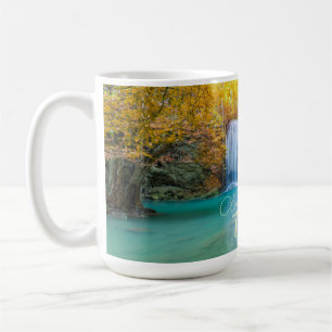 Fall View of Erawan Waterfall Thailand Coffee Mug