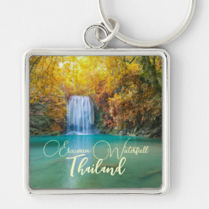 Fall View of Erawan Waterfall Thailand             Keychain