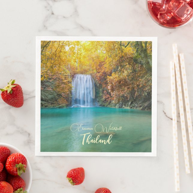 Fall View of Erawan Waterfall Thailand   Napkin (Insitu)
