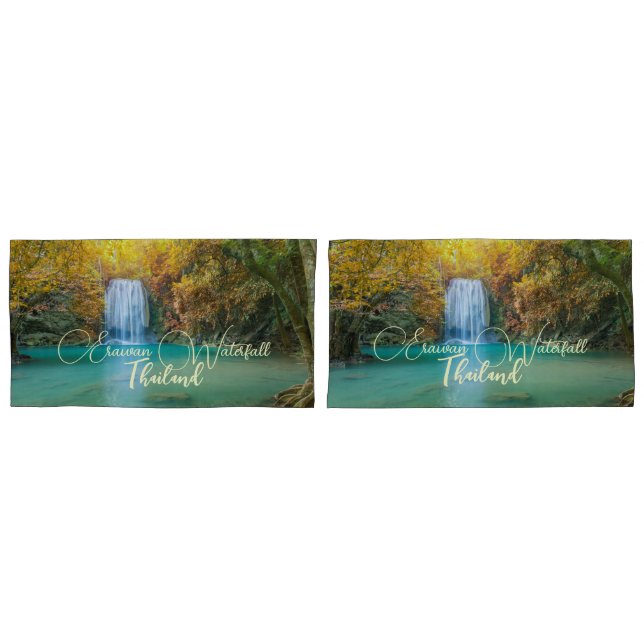 Fall View of Erawan Waterfall Thailand Pillowcase (Front-Set)