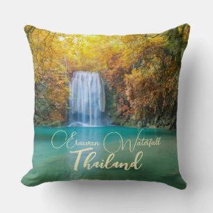 Fall View of Erawan Waterfall Thailand             Throw Pillow