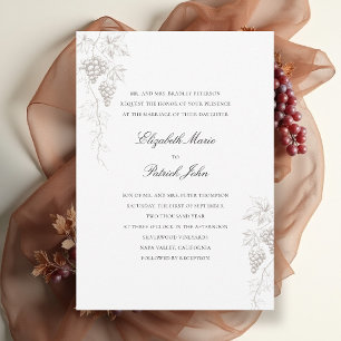 Fall Vineyard Winery Modern Classic Pearl Wedding Invitation