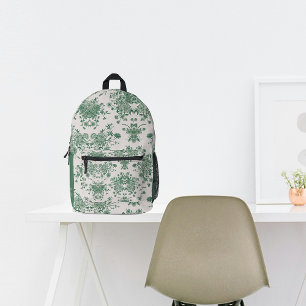 Fall Vintage Green Botanicals Custom Name Printed Backpack