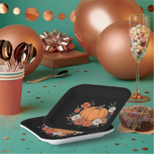 Fall Vintage Pumpkin Autumn Thanksgiving Paper Plate