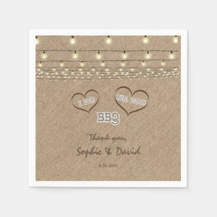 Fall Vintage String Lights Burlap I DO BBQ Napkin