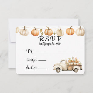 Fall Vintage Truck with Pumpkins Wedding RSVP Card