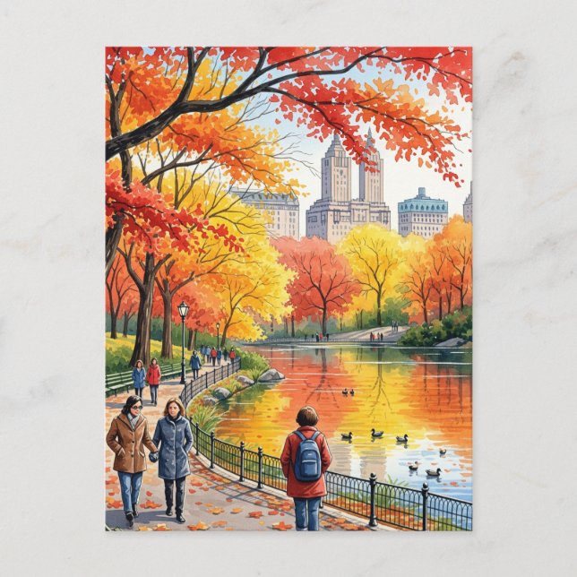 Fall Walk In The Park Postcard (Front)