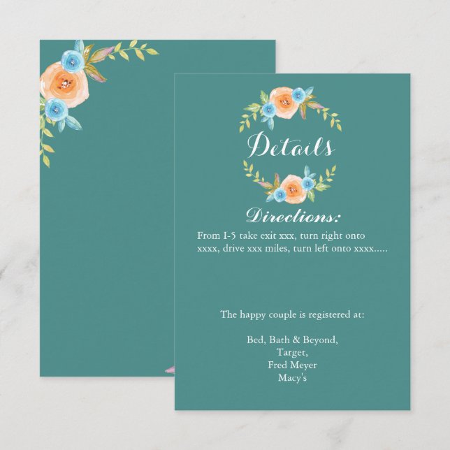 Fall Watercolo Wedding Details Card (Front/Back)