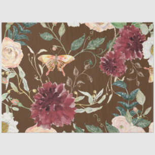 Fall Watercolor Autumn Floral Butterfly Decoupage  Tissue Paper