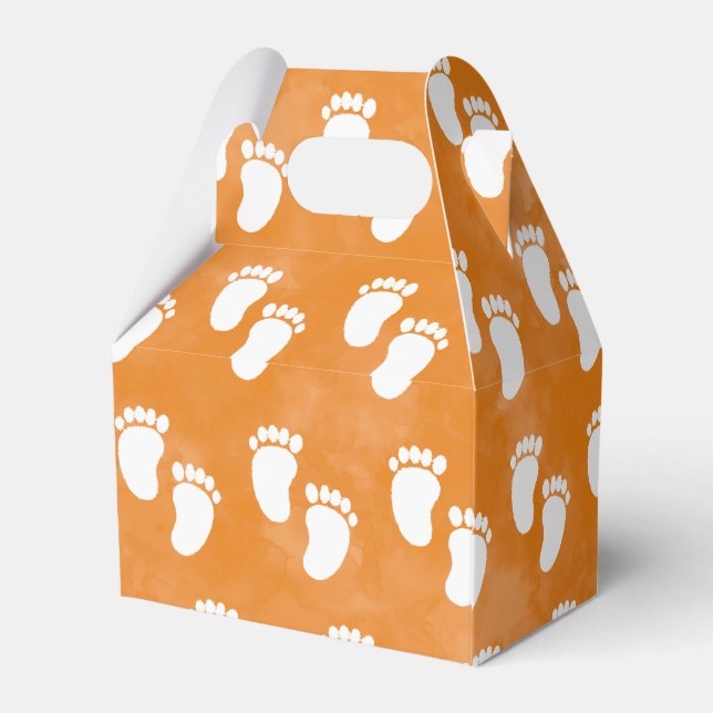 Fall Watercolor Baby Shower Footprint Pattern Favor Box (Back Side)
