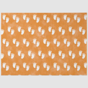 Fall Watercolor Baby Shower Footprint Pattern Tissue Paper