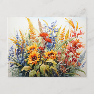 Fall Watercolor Bouquet  Postcard