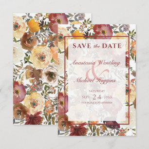 Fall Watercolor Bouquets Wedding Save The Date