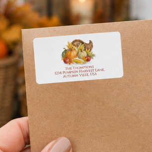 Fall Watercolor Cornucopia Return Address Label