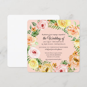 Fall Watercolor Floral Elegant Modern Roses Wreath Invitation