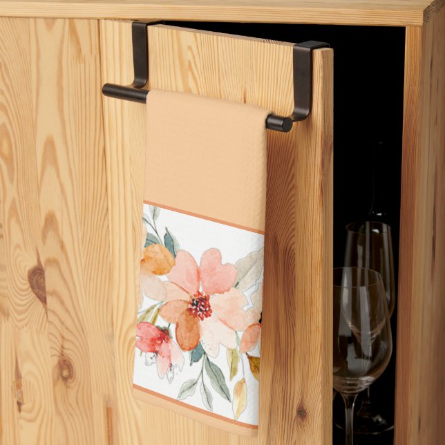 Fall watercolor floral  kitchen towel (Thirds Fold)