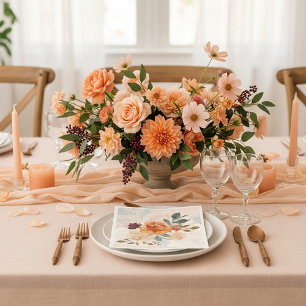 Fall watercolor floral  napkin